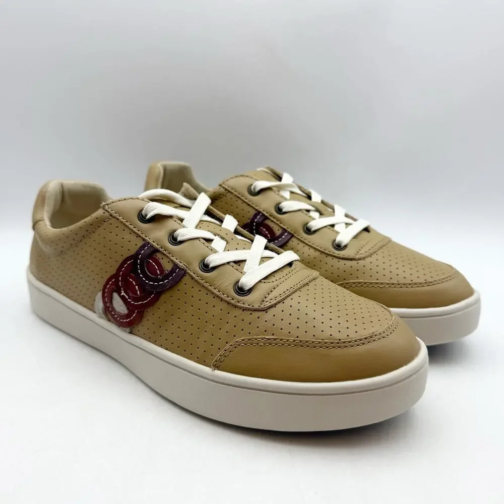 Spenco Womens Cambridge Low Sneaker US 8.5 Wide EU 39 Tan Leather EUC